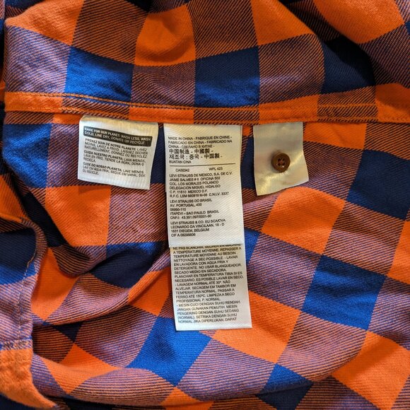 NFL Levi's Denver Broncos Blue & Orange Plaid Flannel kids XL - Picture 6 of 8